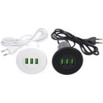 3x USB nabíječka, kulatá černá | Zboží Auto