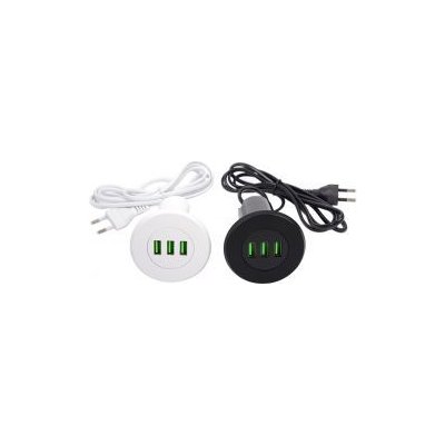 3x USB nabíječka, kulatá černá | Zboží Auto