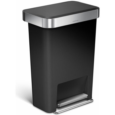 Simplehuman Obdélníkový pedálový koš 45 l černý plast/nerez černá