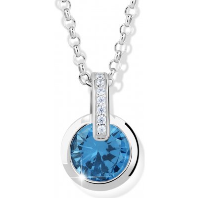 Modesi Okouzlující stříbrný náhrdelník se zirkony a akvamarínem M41069
