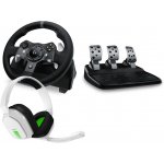 Logitech G920 Wheel+A10 Xbox Headset White 991-000487 – Zboží Živě