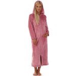 Dámský župan s kapucí Siena dlouhý župan s kapucí na zip růžová 3352 – Hledejceny.cz