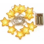 DECOLED LED světýlka na baterie bílé hvězdy 2,8 m, teple bílá, 10 diod, čirý kabel IP20 interiér, 3× AA – Hledejceny.cz