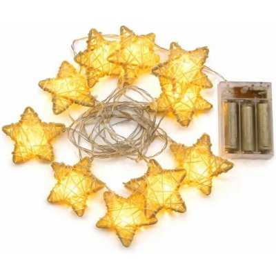 DECOLED LED světýlka na baterie bílé hvězdy 2,8 m, teple bílá, 10 diod, čirý kabel IP20 interiér, 3× AA – Hledejceny.cz