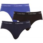 Calvin Klein slipy Cotton Hip Brief Black Blue 3Pack – Zboží Mobilmania