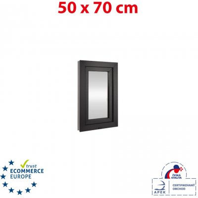 Okna Hned Plastové okno 50x70 cm antracit/bílá otevíravé i sklopné pravé – Sleviste.cz