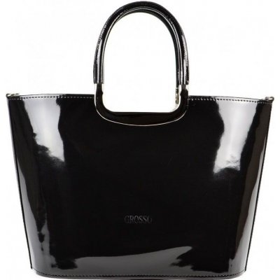 Grosso luxusní kabelka lakovaná S7 stříbrné kování černá – Zboží Mobilmania