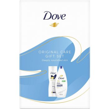 Dove Original sprchový gel Deeply Nourishing 250 ml + tělové mléko Essential Care 250 ml dárková sada