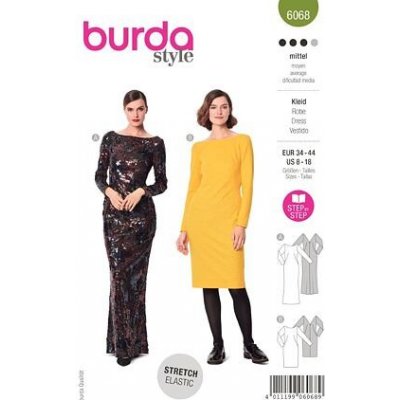 Střih Burda zelený 6068 - pouzdrové šaty s výstřihem na zádech, plesové šaty – Zboží Dáma