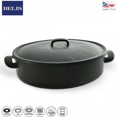 BELIS Smaltovaný oválný pekáč s poklicí 32 x 24 x 11 cm 6.5 l BSE 87232-67B00003 – Zboží Dáma