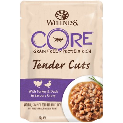 Wellness Core Tender Cuts with Turkey & Duck in Savoury Gravy 85 g – Zbozi.Blesk.cz