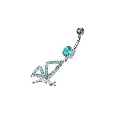 Šperky4U stříbrný piercing do pupíku motýl BP01208-Q