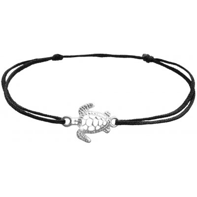 JSB bijoux s.r.o. Šňůrkový náramek se stříbrným přívěskem želvy bez krystalů (Stříbro 925/1000) – Hledejceny.cz