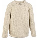 Aran Woollen Mills dětský vlněný svetr s ohrnutými lemy krémová – Zboží Dáma
