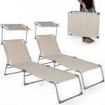 TecTake 400691 2 Plážová lehátka 5-ti polohová béžová – Zboží Dáma
