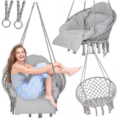 KIK Zahradní houpačka čapí hnízdo s XXL polštářem šedé 120kg – Zboží Dáma