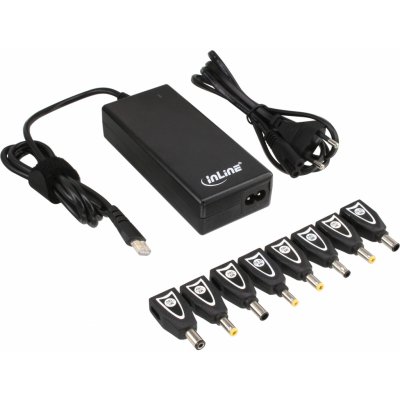 Inline® Univerzální napájecí zdroj pro notebooky, 90 W, USB, 100-240 V, černý s 8 vyměnitelnými zástrčkami – Hledejceny.cz