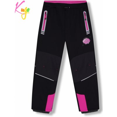 Kugo HK5622 Dívčí softshellové kalhoty zateplené černá / růžové zipy – Zboží Mobilmania