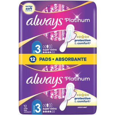 Always Hygienické vložky Platinum Super Extra s křidélky vel.3 12 ks – Sleviste.cz