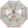 Krejčovské lepidlo Prima-obchod Dámský / dívčí průhledný vystřelovací deštník luční květy, barva 1 korálová