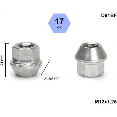 Kolová matice M12x1,25 kužel otevřená, klíč 17, D61BF, výška 21 – Hledejceny.cz