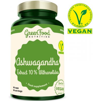 GreenFood Nutrition Ashwagandha Extract 10 % Withanolides 90 kapslí – Zboží Mobilmania