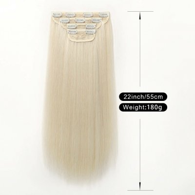 Vlasy clip in 4 pásy - perleťové blond rovné vlasové příčesky 55 cm – Sleviste.cz