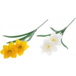 Umělé květiny, plast 480mm narcis, bílá, žlutá