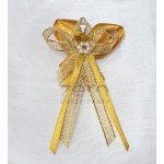 Vonička (vývazek) svatební - tm. zlato-zlatá s perlovým květem – Zboží Mobilmania