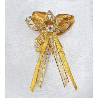 Vonička (vývazek) svatební - tm. zlato-zlatá s perlovým květem – Zboží Mobilmania