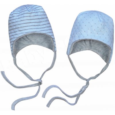 Baby Service Kojenecká dvouvrstvá zavazovací čepička Modrá Pruh – Zboží Mobilmania