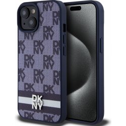 DKNY PU Leather Checkered Pattern and Stripe pro iPhone 15 Blue