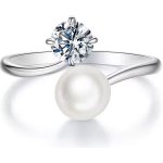 Grace Silver Stříbrný perlový prsten MOISSANITE CERTIFIKÁT P MSR083 – Hledejceny.cz