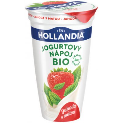 Hollandia Jogurtový nápoj BIO jahoda s mátou 230 ml – Zboží Dáma