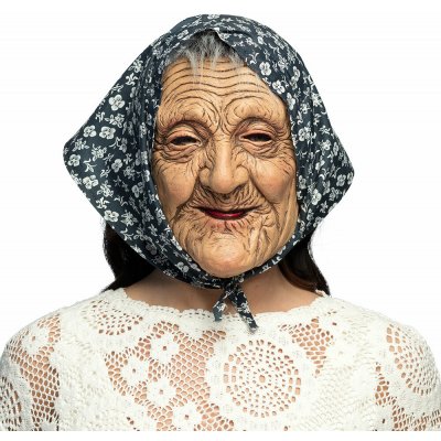 Latexová maska na obličej čarodějnice se šátkem – Zboží Dáma