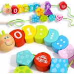 Tooky Toys Dřevěné provlékání Housenka s čísly – Hledejceny.cz