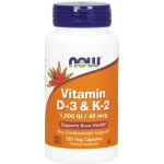 NOW Foods Vitamin D3 & K2 1000 IU/45 ug 120 kapslí – Hledejceny.cz