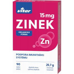 Vitar Zinek 15 mg 90 tablet