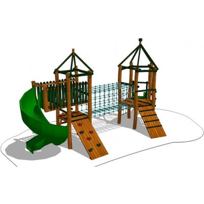 Playground System HŘIŠTĚ sestava z akátu s tobogánem Žabí král .