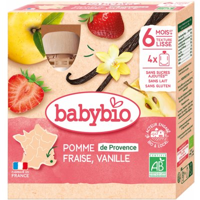 Babybio kapsička Jablko jahoda vanilka 4 x 90 g – Hledejceny.cz