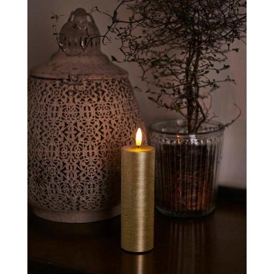 SIRIUS Vosková LED svíčka Sille 15cm zlatá prům. 5 cm – Hledejceny.cz