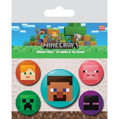 CurePink: | Placka odznak set 5 kusů Minecraft: Postavy (průměr 25|38 mm) [BP2400447] – Hledejceny.cz