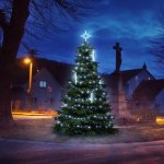 DECOLED LED světelná sada na vánoční stromy vysoké 3-5 m ledová bílá s padajícím sněhem – Hledejceny.cz