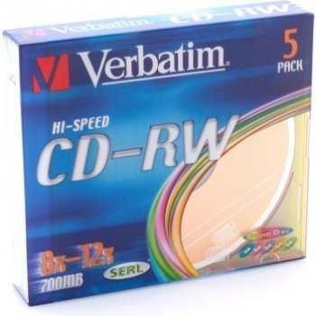 Verbatim CD-RW 700MB 8-12x, SERL, slimbox, 5ks (43167)