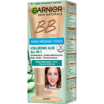 Garnier Hyaluronic Aloe All-In-1 BB Cream hydratační BB krém pro mastnou a smíšenou pleť Bright 50 ml – Zboží Dáma