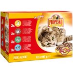 Propesko s kuřecím hovězím králičím a lososem v omáčce 48 x 100 g – Sleviste.cz