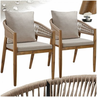 tectake 406052 zahradní židle manacor, provazový design - písková,sada 2 kusů – Hledejceny.cz