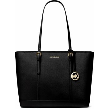 Michael Kors Černá kožená kabelka Jet Set lg tote gold black