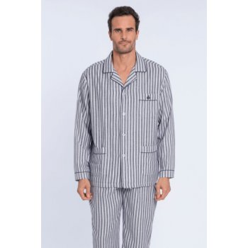 Guasch Enrique pánské pyžamo dlouhé propínací šedé