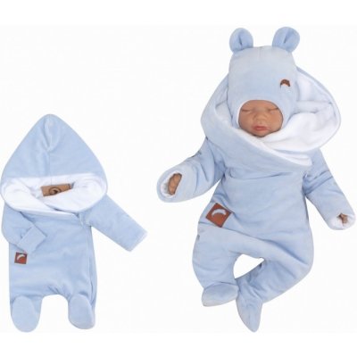 Z&Z Zimní kojenecký velurový overal s bavlněnou podšívkou modrý – Zboží Mobilmania